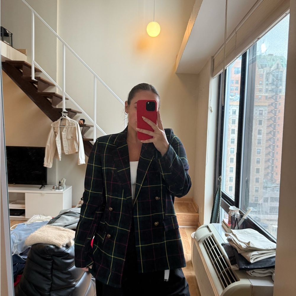 PrettyLittleThing Black Plaid Blazer